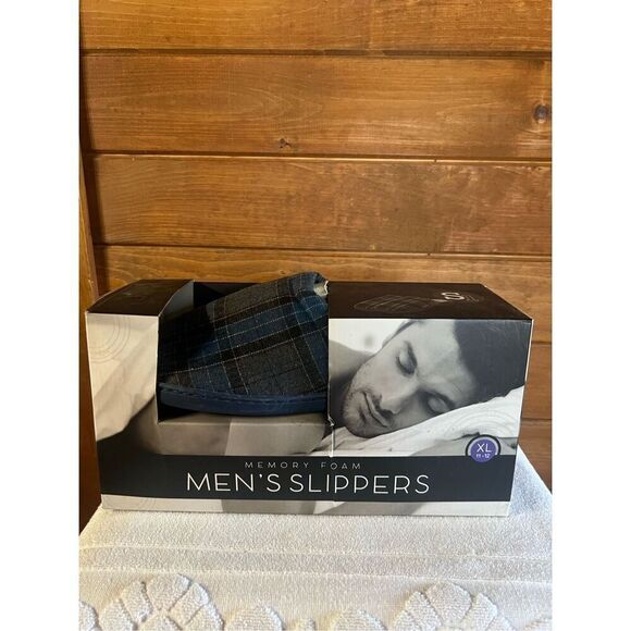 Memory Foam Men’s Plaid Slippers Sz XL (11-12) NIB - Picture 1 of 6